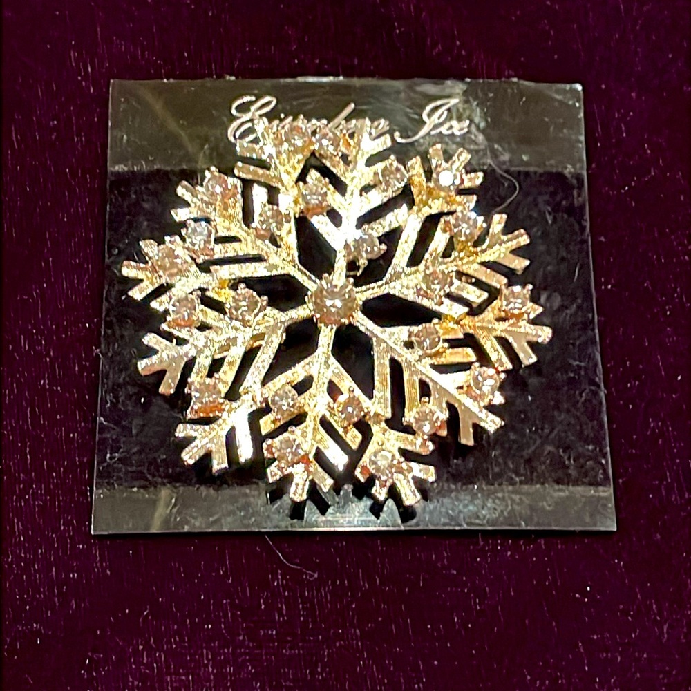 Eisenberg Ice Silver-Tone Clear Rhinestones Bling Snowflake Brooch